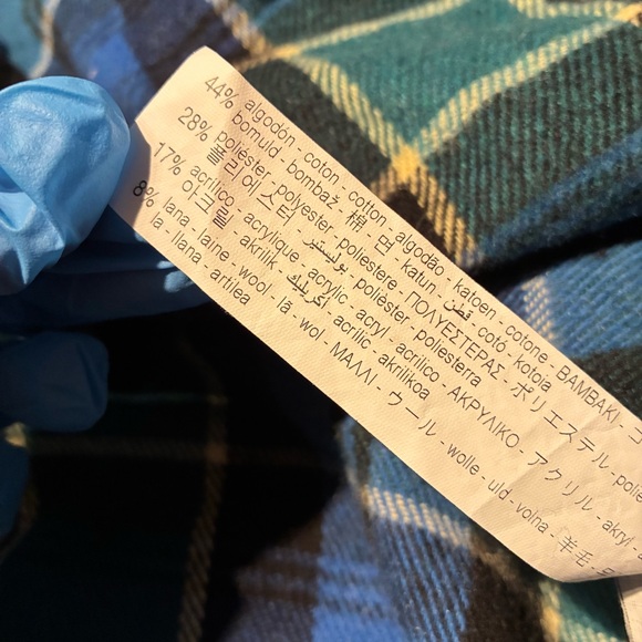 NWOT Zara Plaid Flannel Button Down Wool Blend in Blue Green Size Small - Picture 5 of 6